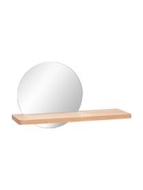 Okrúhle nástenné zrkadlo s policou Balance, Svetlé drevo, Š 52 x V 26 cm
