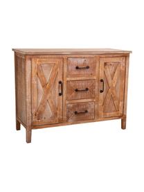 Credenza in legno di pino marrone chiaro Alba, Maniglie: metallo rivestito, Marrone chiaro, nero, Larg. 91 x Alt. 69 cm