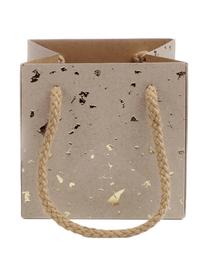 Geschenktaschen Carat, 3 Stück, Griffe: Baumwolle, Tasche: Kraftpapier, Braun, Goldfarben, 12 x 12 cm