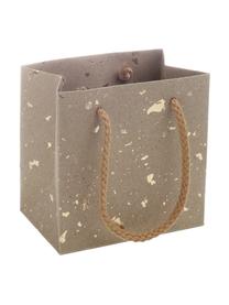 Geschenktaschen Carat, 3 Stück, Griffe: Baumwolle, Tasche: Kraftpapier, Braun, Goldfarben, 12 x 12 cm