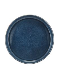 Platos hondos artesanales Quintana Blue, 2 uds., Porcelana, Azul, marrón, Ø 23 cm