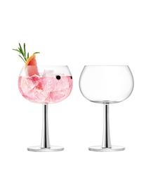 Verre à gin avec tige argentée Gina, 2 pièces, Verre, Transparent, couleur argentée, Ø 11 x haut. 17 cm, 420 ml