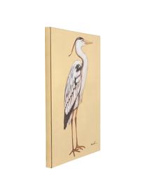 Bemalter Leinwanddruck Heron, Bild: Digitaldruck mit Acrylfar, Goldfarben, Weiss, Schwarz, B 50 x H 70 cm