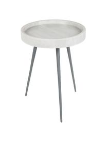 Mesa auxiliar redonda de mármol Karrara, Tablero: mármol, Patas: metal con pintura en polv, Blanco, gris, Ø 33 x Al 45 cm