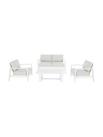 Set lounge de exterior Atlantic, 4 pzas., Estructura: aluminio con pintura en p, Tapizado: poliéster, Blanco, gris claro, Set de diferentes tamaños