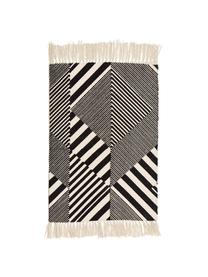 Bavlněný koberec s grafickým vzorem Beely, Černá, světle bílá