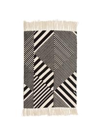 Tapis graphique noir et blanc Beely, Noir, blanc cassé