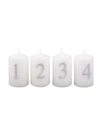Adventní svíčky Aven, 4 ks, Parafínový vosk, Bílá, stříbrná, Ø 6 cm, V 9 cm