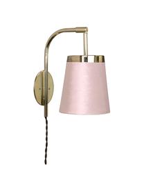 Wandlamp Walther van fluweel met stekker, Lampenkap: fluweel, Messingkleurig, roze, 14 x 25 cm