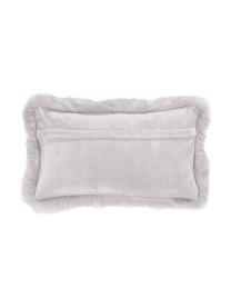 Housse de coussin rectangulaire imitation fourrure Mathilde, Gris clair, larg. 30 x long. 50 cm