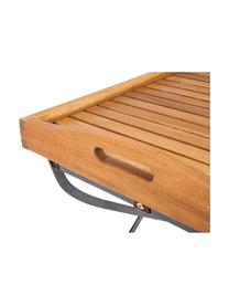 Garten-Tablettisch Parklife mit Holzplatte, Tischplatte: Akazienholz, geölt, Gestell: Metall, verzinkt, pulverb, Schwarz, Akazienholz, 65 x 72 cm