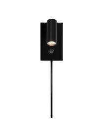 Kleine Dimmbare LED-Wandleuchte Omari mit Stecker, Lampenschirm: Metall, beschichtet, Schwarz, B 7 x H 12 cm