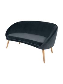 Samt-Sofa Safir (2-Sitzer) in Dunkelgrau mit Holz-Füßen, Bezug: Polyestersamt 50.000 Sche, Beine: Walnussbaumholz, gebeizt, Samt Dunkelgrau, B 136 x T 66 cm