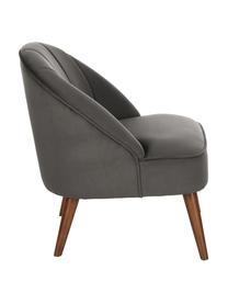 Fluwelen fauteuil Aya, Bekleding: fluweel (polyester), Poten: berkenhout, gelakt, Fluweel donkergrijs, B 73 x D 64 cm