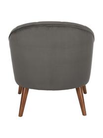 Fluwelen fauteuil Aya, Bekleding: fluweel (polyester), Poten: berkenhout, gelakt, Fluweel donkergrijs, B 73 x D 64 cm