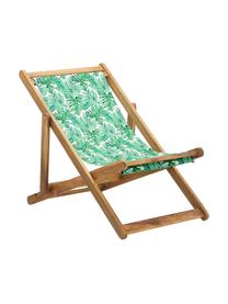 Składany leżak Zoe, Stelaż: lite drewno akacjowe, ole, Zielony, biały, S 59 x G 84 cm