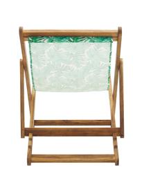 Tumbona plegable Zoe, Asiento: 100% poliéster, Estructura: madera de acacia aceitada, Verde, blanco, An 59 x F 91 cm