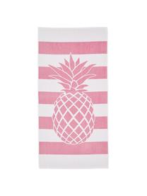 Serviette de plage à imprimé ananas Asan, Rose, blanc