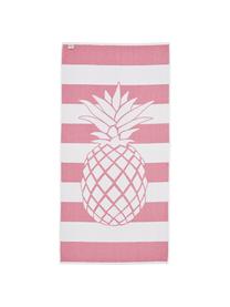 Gestreiftes Strandtuch Asan mit Ananas-Motiv, 100% Baumwolle
leichte Qualität 380 g/m², Pink, Weiss, 80 x 160 cm