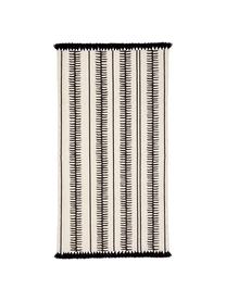 Tapis beige-noir à houppes décoratives, tissé main Rita, Beige, noir, larg. 70 x long. 140 cm (taille XS)