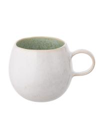 Ručně malovaný šálek na čaj s reaktivní glazurou Areia, 2 ks, Mátová, tlumeně bílá, béžová