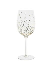 Bicchiere vino con puntini dorati Scintille 4 pz, Vetro, Trasparente, dorato, Ø 7 x Alt. 22 cm