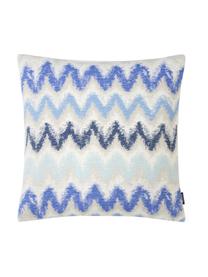 Kissenhülle Pari mit Zickzack-Muster, 100% Polyester, Hellbeige, Blautöne, 45 x 45 cm