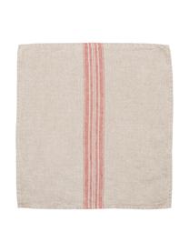 Tovagliolo in lino Jara 6 pz, Beige, rosso, Larg. 43 x Lung. 43 cm