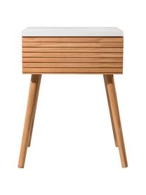 Table de chevet style scandinave Pedro, Blanc, bois de pin, larg. 40 x haut. 56 cm