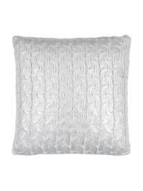 Housse de coussin 45x45 tricot Trenes, Gris clair, couleur argentée