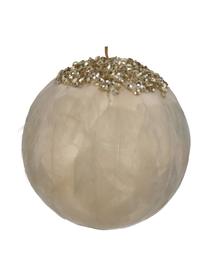 Adornos navideños Feather Ball, 2 uds., Plumas, Beige, dorado, Ø 8 cm