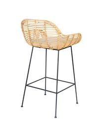 Taburete alto de ratán con cojín Tiger, Asiento: ratán, Funda: algodón, Estructura: metal con pintura en polv, Beige, negro, blanco, An 52 x Al 75 cm