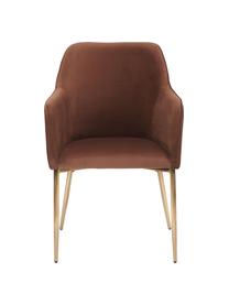Sametová židle s područkami Ava, Hnědá, Š 57 cm, H 63 cm