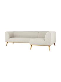 Hoekbank Archie met eikenhouten poten, Bekleding: 100% wol, Frame: grenenhout, FSC-gecertifi, Poten: massief eikenhout, FSC-ge, Geweven stof beige, B 264 x D 162 cm, hoekdeel rechts