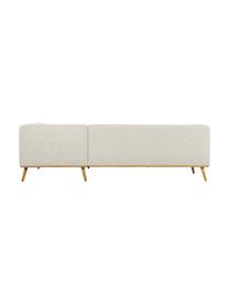 Hoekbank Archie met eikenhouten poten, Bekleding: 100% wol, Frame: grenenhout, FSC-gecertifi, Poten: massief eikenhout, FSC-ge, Geweven stof beige, B 264 x D 162 cm, hoekdeel rechts