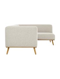 Hoekbank Archie met eikenhouten poten, Bekleding: 100% wol, Frame: grenenhout, FSC-gecertifi, Poten: massief eikenhout, FSC-ge, Geweven stof beige, B 264 x D 162 cm, hoekdeel rechts