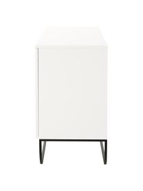 Credenza bianca con ante Sanford, Bianco, nero, Larg. 160 x Alt. 83 cm