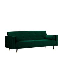 Samt-Schlafsofa Gia (3-Sitzer), Bezug: Polyestersamt Der strapaz, Rahmen: Massives Kiefernholz, Korpus: Spanplatte, Sperrholz, Sp, Samt Dunkelgrün, B 212 x T 93 cm