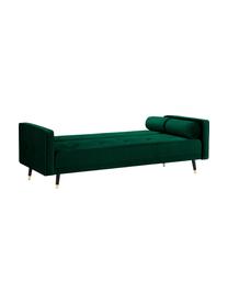 Divano letto 3 posti in velluto Gia, Rivestimento: velluto di poliestere Con, Struttura: legno di pino massiccio, Piedini: legno di faggio laccato, Velluto verde scuro, Larg. 212 x Prof. 93 cm