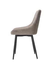 Runder Esstisch Yumi mit Polsterstühlen, 3-tlg., Tischplatte: Mitteldichte Holzfaserpla, Beine: Gummibaumholz, massiv und, Bezug: 100 % Polyester, Beine: Metall, pulverbeschichtet, Holz, schwarz lackiert, Webstoff Beige, Set mit verschiedenen Grössen
