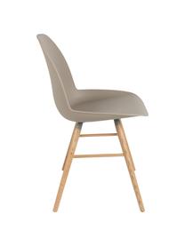 Silla Albert Kuip, Asiento: 100% polipropileno, Patas: madera de fresno, Gris pardo, An 49 x Al 82 cm