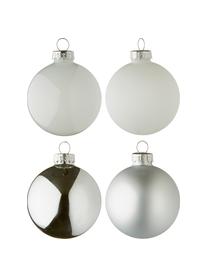 Set de bolas de Navidad Lorene Ø 6 cm, 24 uds., Plateado, blanco mate y brillante, Ø 6 cm