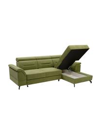 Sofa narożna z funkcją spania i miejscem do przechowywania Missouri (4-osobowa), Tapicerka: 100% poliester, Zielony, S 259 x G 164 cm