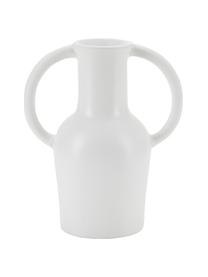 Steingut-Vase Harmony mit Griff in Weiss, Steingut, Weiss, B 15 x H 18 cm