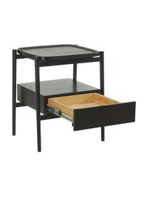Nachttisch Libby mit Schublade aus Eichenholz, schwarz, Ablagefläche: Mitteldichte Holzfaserpla, Schwarz, B 49 x H 60 cm