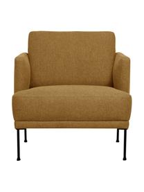 Sillón Fluente, Tapizado: 100% poliéster Alta resis, Estructura: madera de pino maciza, Patas: metal con pintura en polv, Tejido mostaza, An 74 x F 85 cm