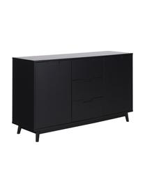 Dressoir Copenhagen, Frame: MDF, melamine bekleed, Poten: grenenhout, Zwart, 150 x 86 cm