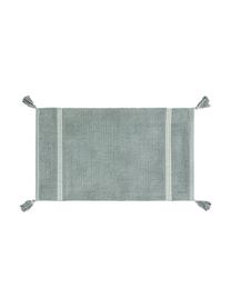 Tappeto bagno con nappe Dust, 100% cotone, Menta, Larg. 50 x Lung. 85 cm