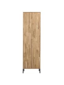 Kast Avourio met geribde voorzijde van eikenhout, Frame: eikenhout, FSC-gecertific, Poten: gecoat metaal, Eikenhout, B 60 cm x H 210 cm