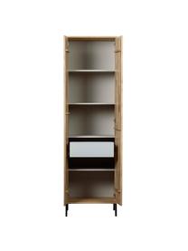 Kast Avourio met geribde voorzijde van eikenhout, Frame: eikenhout, FSC-gecertific, Poten: gecoat metaal, Eikenhout, B 60 cm x H 210 cm